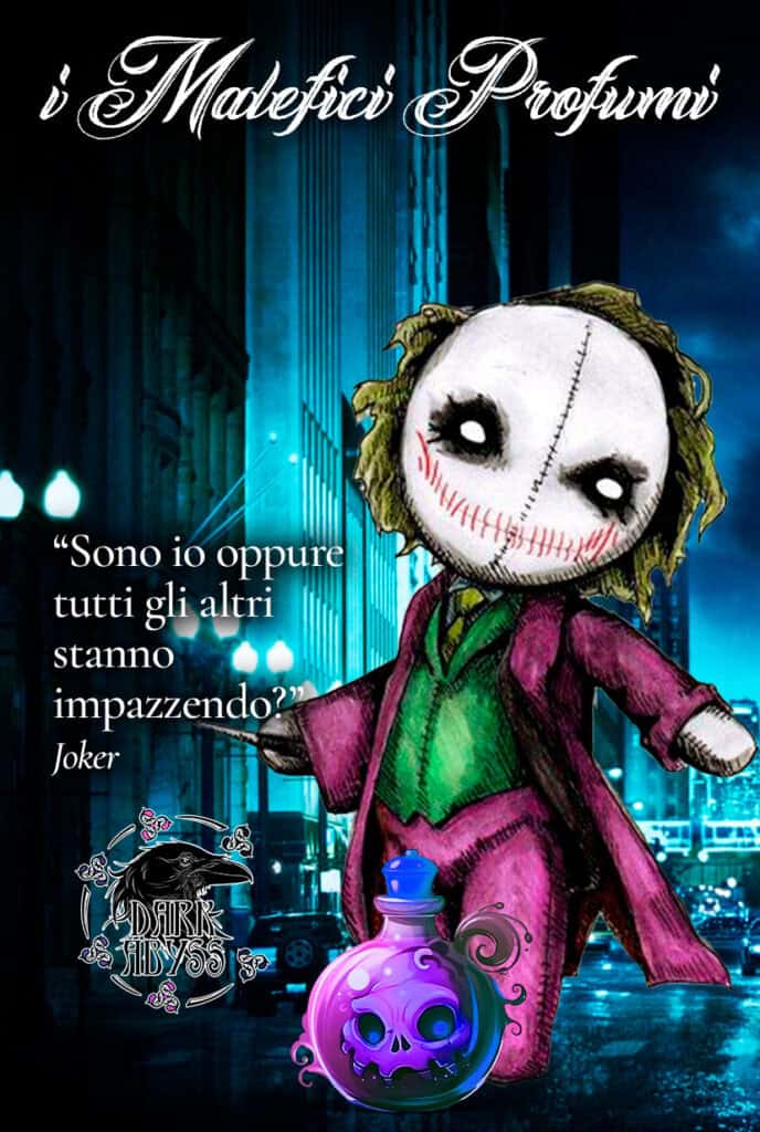 Strano Puppets Horror, Dark Abyss, illustrazione di Joker, riferimento ai profumi malefici, atmosfera dark e misteriosa, perfetta per appassionati di dark fantasy e horror.
