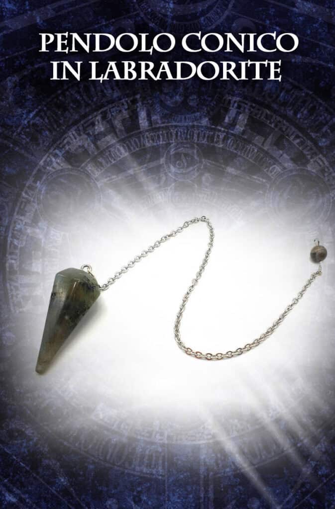 Pendolo conico in labradorite, gioielli misteriosi e potente energia, perfetto per pratiche spirituali e meditazione.
