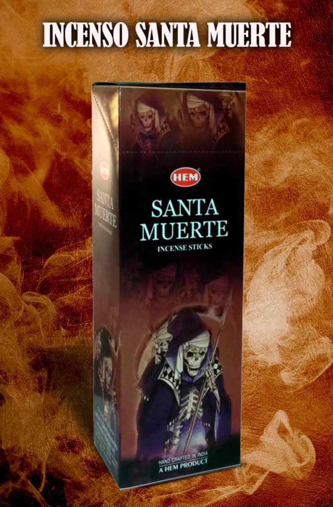 Incenso Santa Muerte, accessori spirituali, evoca protezione e guarigione, simbolo delle tradizioni messicane, prodotto artigianale.