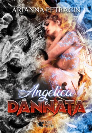 Dark Abyss, copertina romanzo fantasy con donna tra fiamme e fumo, simboli mistici e atmosfera dark.