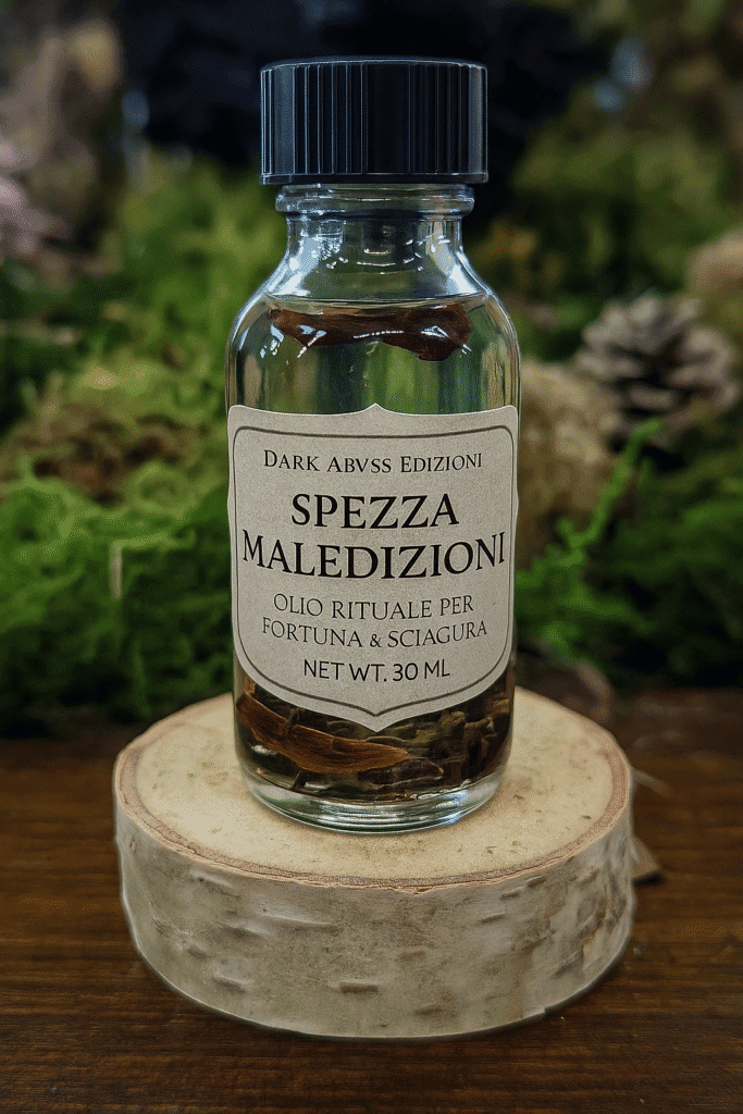Olio rituale dark abyss edizioni spezza maledizioni contro le maledizioni e la sfortuna impalpabile.