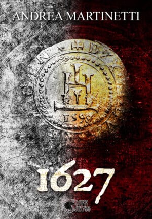 Antico moneta romana su sfondo astratto, copertina libro Dark Abyss Andrea Martinetti.