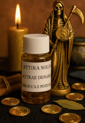 Prezzo magico per attirare denaro, rimuove ostacoli finanziari e potenzia la ricchezza, con simboli di valore in un'ambientazione oscura e misteriosa.