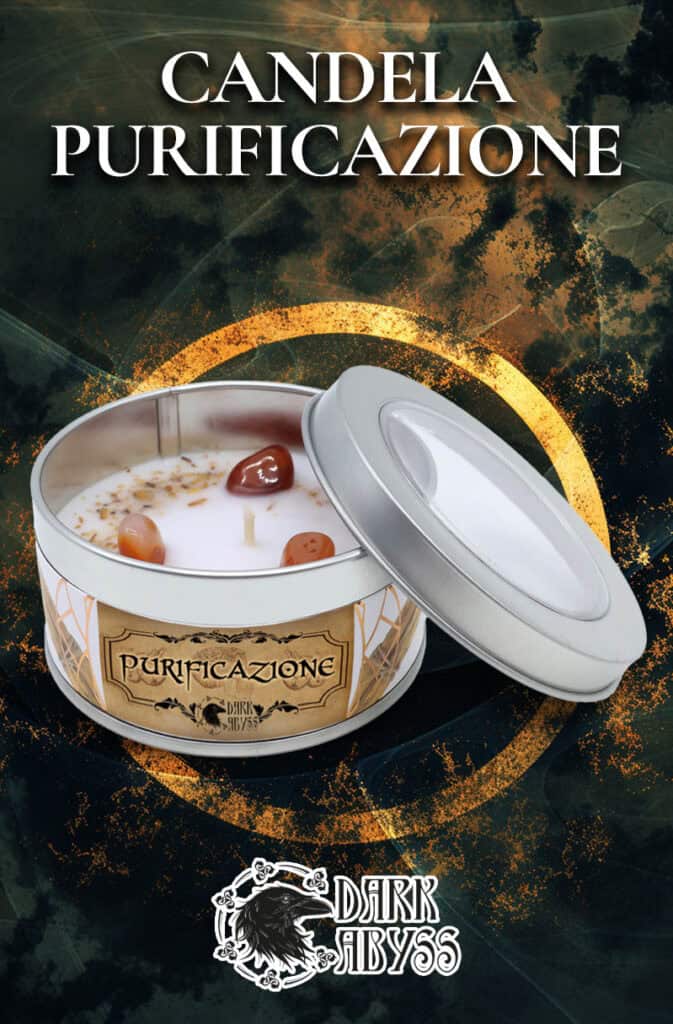 Candela purificazione candele naturale con caratteristici ingredienti, creata da Dark Abyss, per riti di purificazione e benessere spirituale.