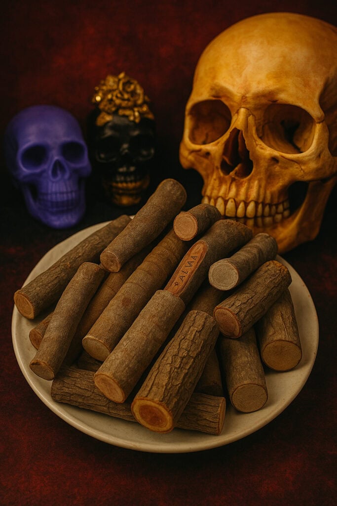 Calavera, legno, e candele in atmosfera dark e gotica, ispirata alla Dark Abyss Edizioni.