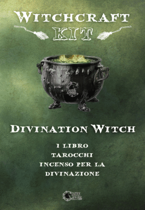 Incantesimo di magia nera in un pentolone in stile dark fantasy, atmosfera oscura e mistica.
