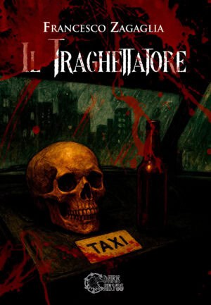 Teschio e bottiglia in un'illustrazione oscura e inquietante, perfetta per il genere horror e dark fantasy.