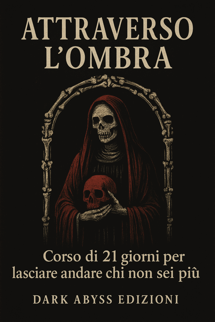Morto in abisso, osso, skeletro, ombra, Dark Abyss, dark fantasy, romanzo horror, atmosfera inquietante, copertina libro, dark fantasy italiano, uscita narrativa oscura, dark abyss edizioni, collezione horror, simbolismo scheletrico, copertina dark fantasy.
