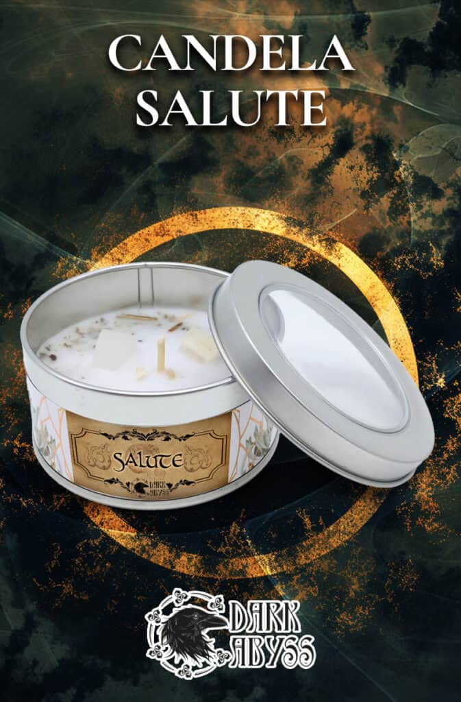 Profumo di candela Salute in vaso di latta, aroma rilassante e benessere naturale.