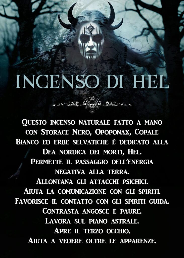 Incenso di Hel, incenso naturale, alchimia spirituale, energia negativa, spiriti guida, pratiche nordiche, evocazione spiriti, protezione spirituale, Dark Abyss.