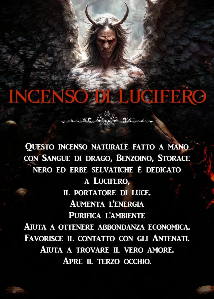 Incenso di Luciferio, incenso naturale fatto a mano con sangue di drago, erbe selvatiche e benzoino.
