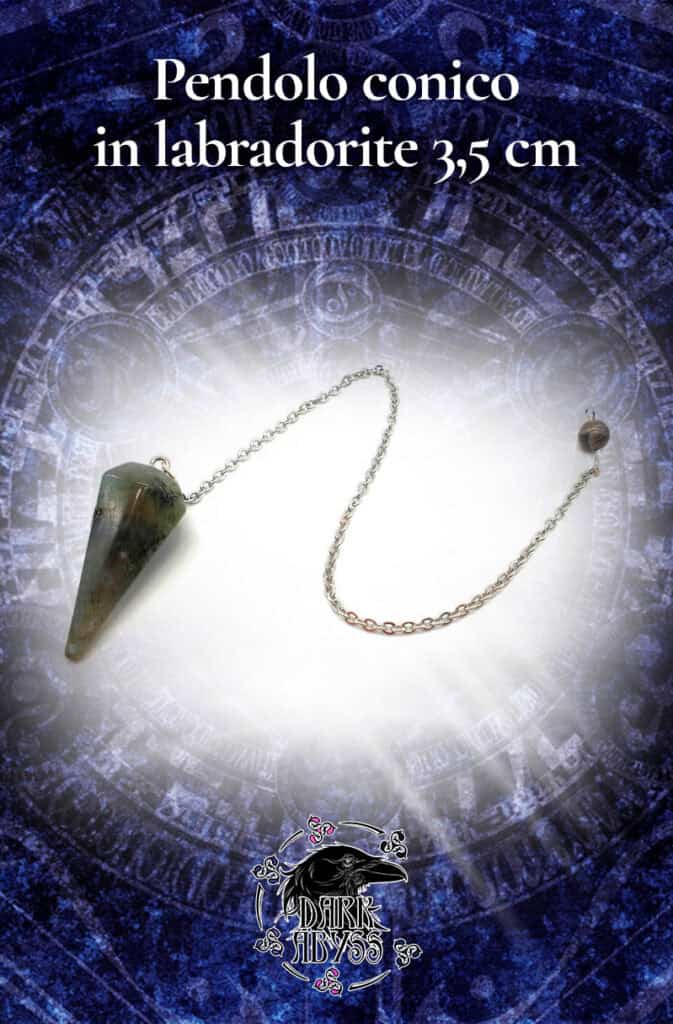 Pendolo conico in Labradorite, accessorio misterioso e affascinante.
