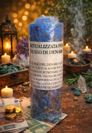 CANDELA RITUALIZZATA PER PULIZIA FLUSSO DI DENARO