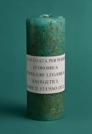 LUMINOUS CANDLE WITH GREEN AND GOLD FLAKES FOR DARK ATMOSPHERE.