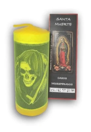 CANDELA CONSACRATA SANTA MUERTE GIALLA