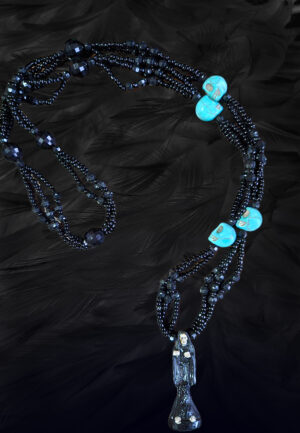 ROSARIO SANTA MUERTE NERA E AZZURRA