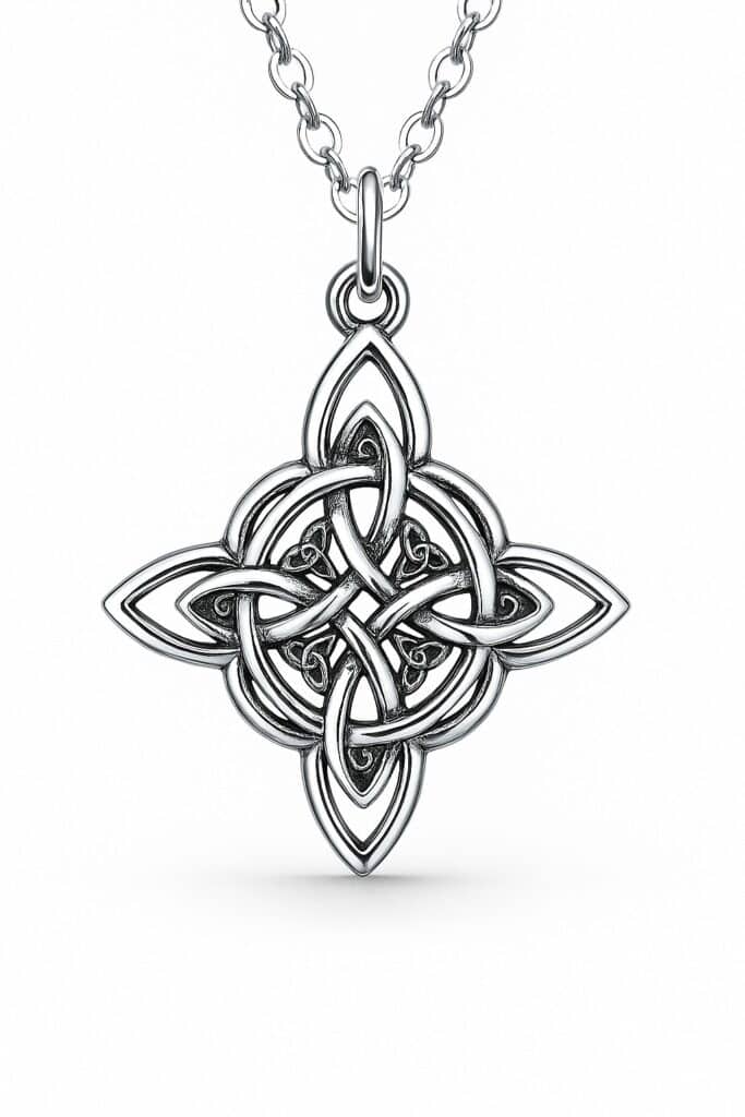 Collana con pendente in stile dark abyss, design celtico, argento, gioielli gotici.